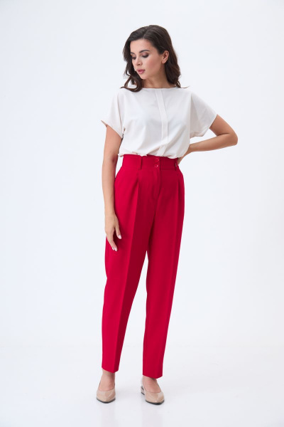 Блуза, брюки, жакет T&N 7287 красный(с_малиновым_оттенком)+молочный - фото 9