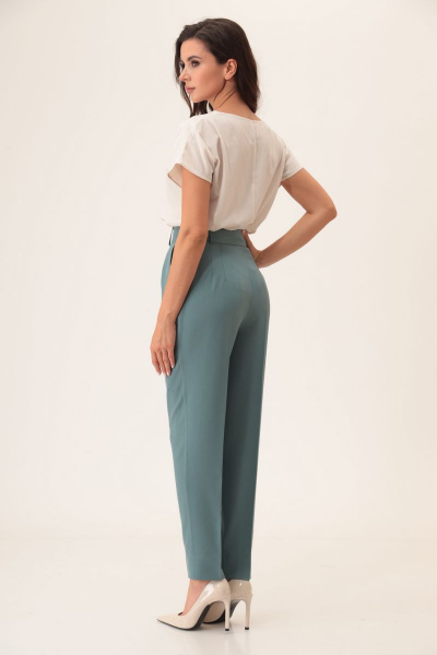 Блуза, брюки, жакет T&N 7287 виридан(серо-зеленый)+молочный - фото 12