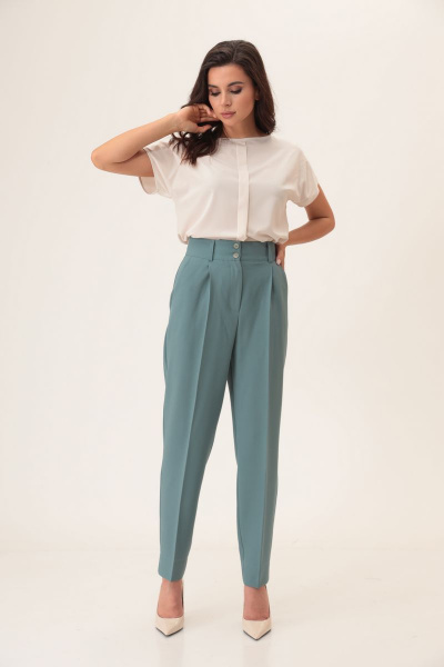 Блуза, брюки, жакет T&N 7287 виридан(серо-зеленый)+молочный - фото 9