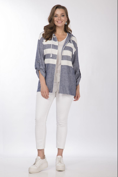 Летняя куртка с капюшоном и полосатым льняным материалом Matini 2.1413 - фото 4