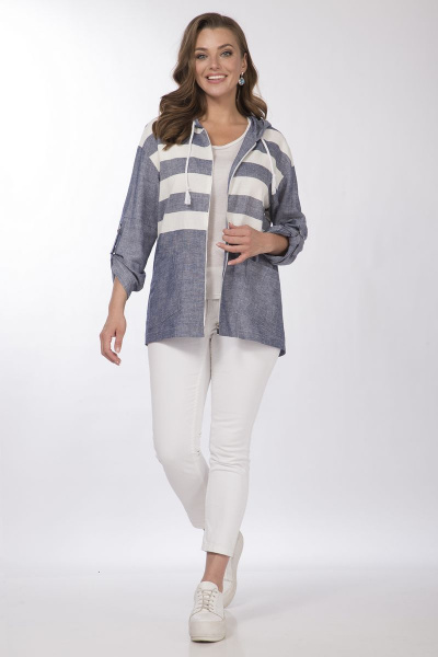 Летняя куртка с капюшоном и полосатым льняным материалом Matini 2.1413 - фото 3