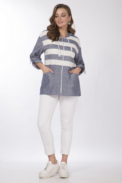 Летняя куртка с капюшоном и полосатым льняным материалом Matini 2.1413 - фото 2