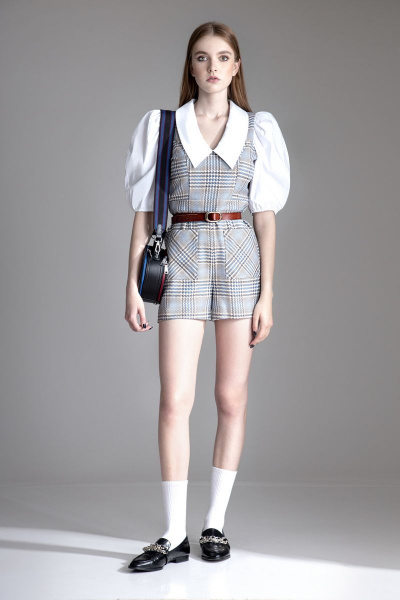 Комбинезон-шорты женский с клеткой и вставками из текстиля Орхидея 1192 - фото 4