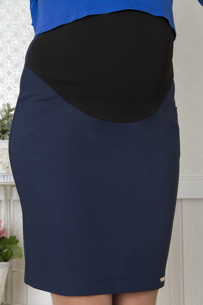 Юбка из хлопка с молнией и шлицей для регулярной носки Lucky mum 1147 синий - фото 4