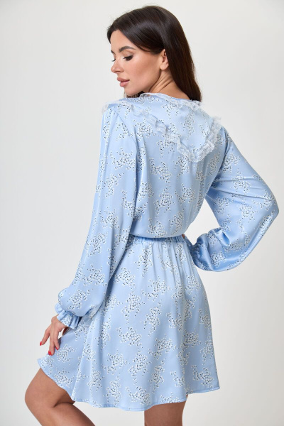 Голубой костюм из шелка с кружевом и жемчугом Anelli 1234 голубой - фото 10