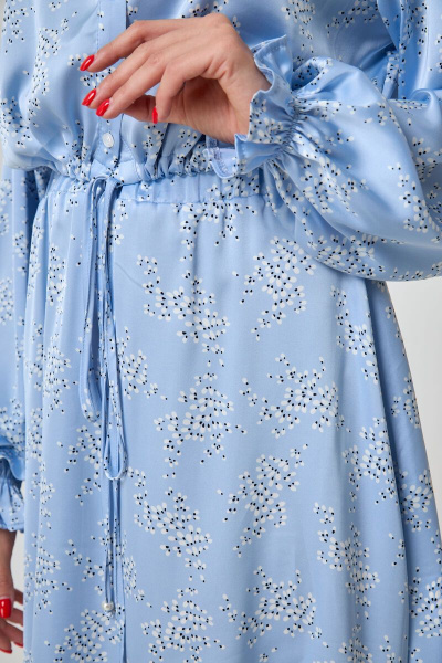 Голубой костюм из шелка с кружевом и жемчугом Anelli 1234 голубой - фото 8