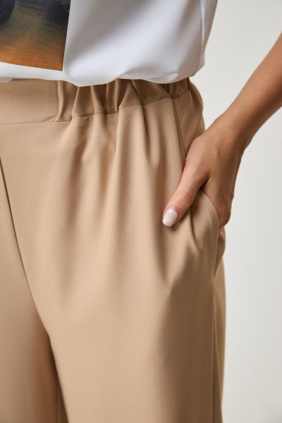 Брюки с карманами из вискозы и текстиля с резинкой Anelli 1293.2 темный_беж - фото 4