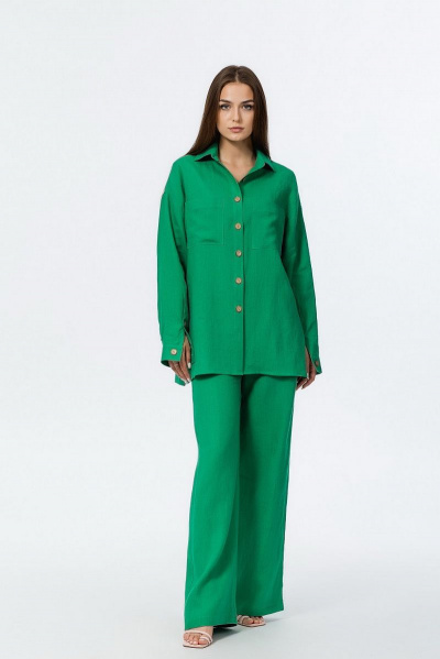 Леновые брюки и рубашка на каждый день Atelero 1053 зеленый - фото 1