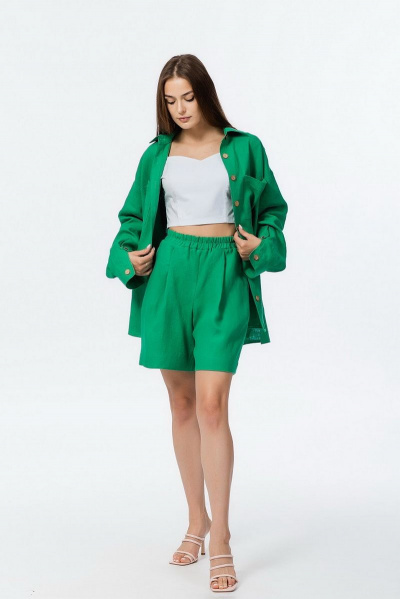 Рубашка и шорты из льна на каждый день Atelero 1055 зеленый - фото 4