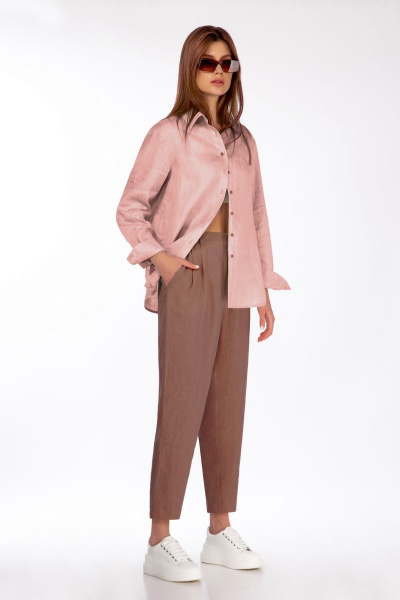 Брюки, рубашка DAVA 114 розовый-коричневый - фото 1