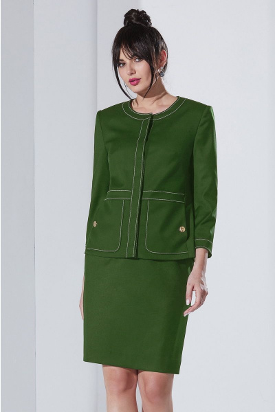 Жакет, юбка Lissana 4465 кедрово-зеленый - фото 2