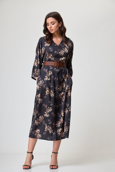 Платье Anelli 1153 черный+ягода - фото 1