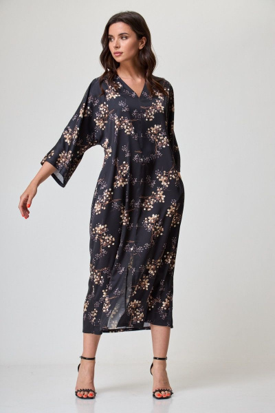 Платье Anelli 1153 черный+ягода - фото 5