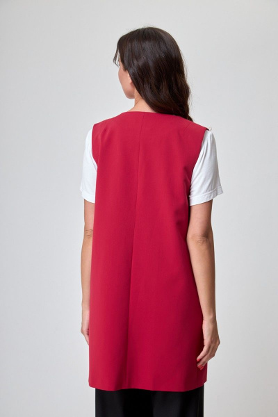 Жилет розовый деловой с нагрудными вытачками Anelli 1036 красный - фото 3