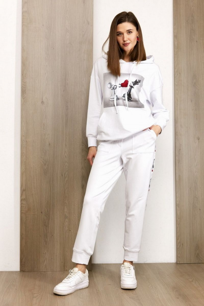 Летний хлопковый джемпер с коротким рукавом и круглым вырезом Condra 16185 белый - фото 3