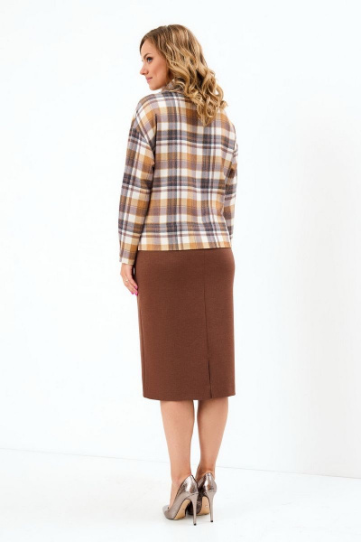 Платье Магия моды 2109 клетка+коричневый - фото 2