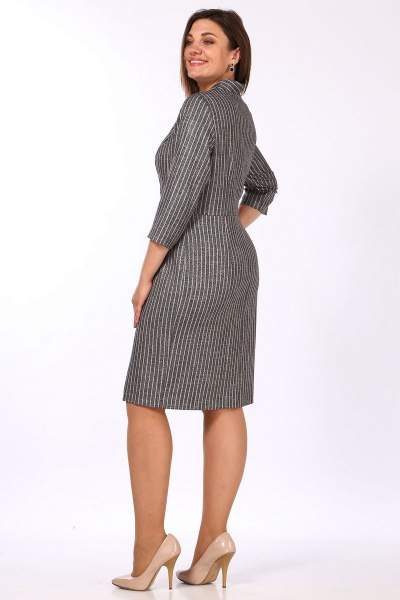 Платье полуприлегающего силуэта с разрезом и застежкой Lady Style Classic 1720/1 серый_розовый - фото 2