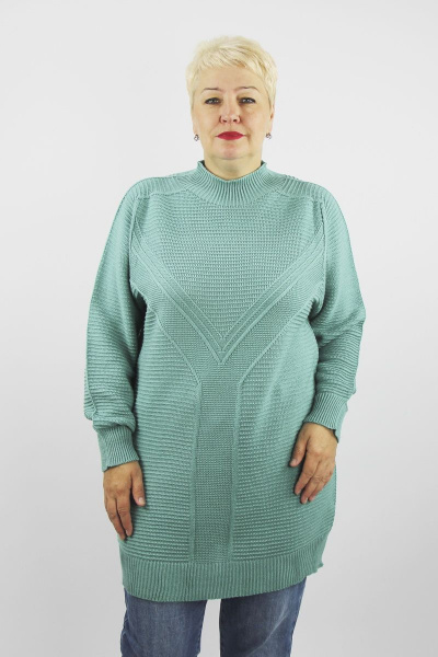 Туника удлиненная цельновязанная из трикотажа на каждый день Полесье С1281-22 2С8739-Д43 158,164 морской_бриз - фото 1