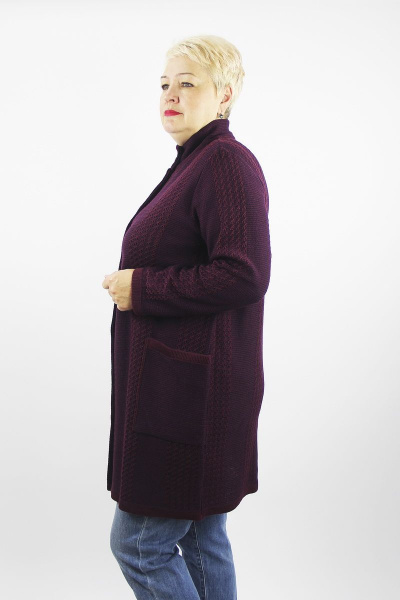 Жакет женский фиолетовый демисезонный из трикотажа шерсти Полесье С2584-22 2С8740-Д43 158,164 пурпурно-фиолетовый - фото 2