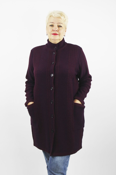Жакет женский фиолетовый демисезонный из трикотажа шерсти Полесье С2584-22 2С8740-Д43 158,164 пурпурно-фиолетовый - фото 1