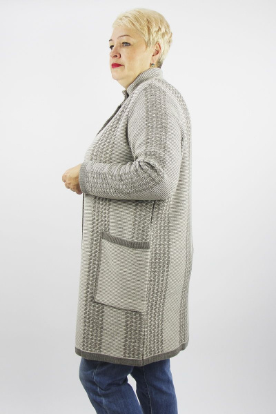 Жакет женский серый демисезонный из трикотажного шерстяного материала Полесье С2584-22 2С8740-Д43 158,164 св.дюна - фото 2