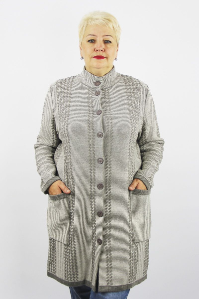 Жакет женский серый демисезонный из трикотажного шерстяного материала Полесье С2584-22 2С8740-Д43 158,164 св.дюна - фото 1