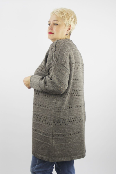 Жакет из вязаного, льняного и трикотажа, бежевый Полесье С2658-21 1С1353-Д43 170,176 кора_меланж - фото 2