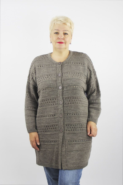 Жакет из вязаного, льняного и трикотажа, бежевый Полесье С2658-21 1С1353-Д43 170,176 кора_меланж - фото 1