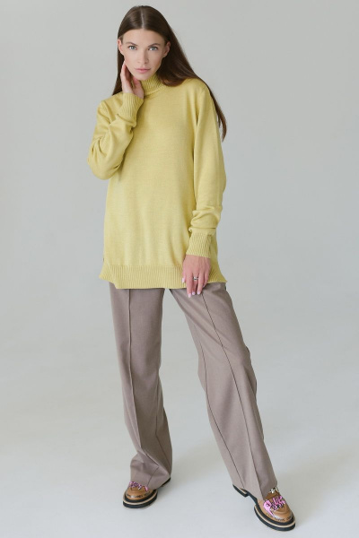 Желтый шерстяной джемпер из мягкой пряжи для каждого дня Romgil 515ТЗ бледно-желтый - фото 5
