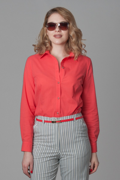 Классическая хлопковая рубашка кораллового цвета Ouarida 19Л067 - фото 3