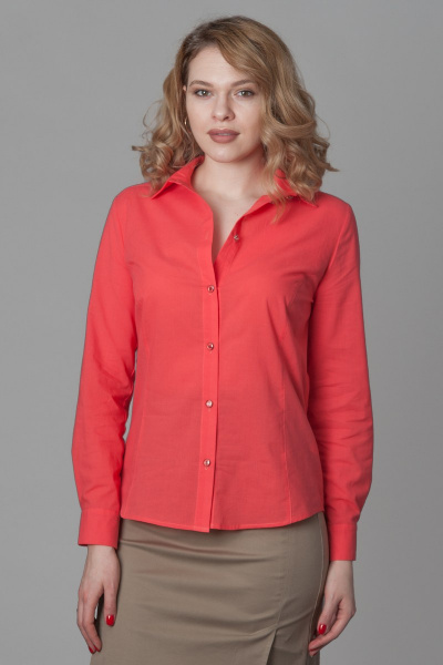 Классическая хлопковая рубашка кораллового цвета Ouarida 19Л067 - фото 5