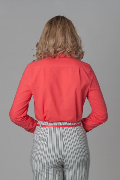 Классическая хлопковая рубашка кораллового цвета Ouarida 19Л067 - фото 6