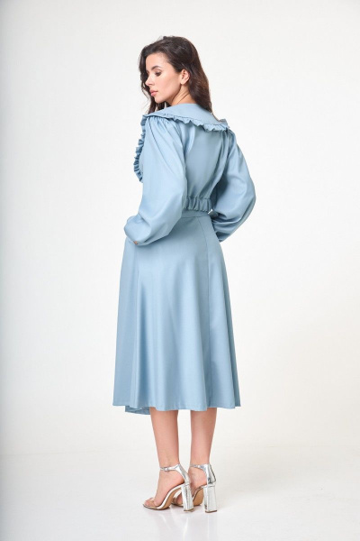 Комплект из жакета и юбки с рюшами и приталенным силуэтом Anelli 1232 голубой - фото 4