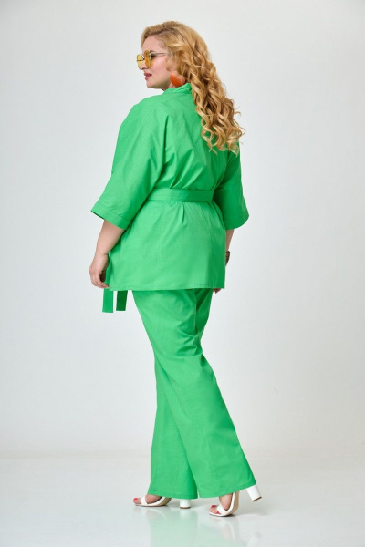 Льняной костюм с кимоно и брюками, зеленый, летний Anelli 1270 зеленый_яркий - фото 3
