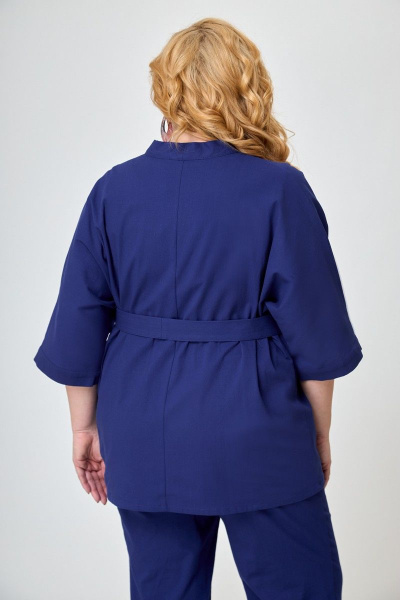 Ленский костюм из льна: кимоно и брюки с карманами Anelli 1270 василек - фото 6