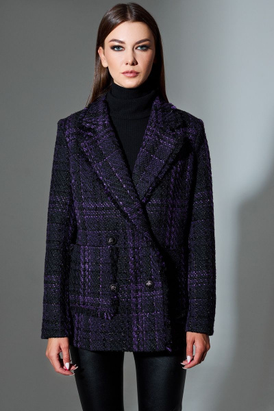 Жакет DILIA 0631 мультидизайн_фиолет - фото 1