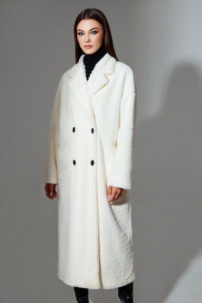 Пальто прямого силуэта из пальтовой ткани с двубортной застежкой DILIA 0649 кремовый - фото 2