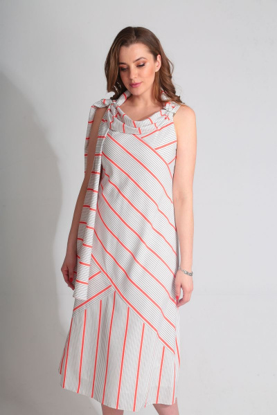 Летний сарафан на бретелях с геометричным принтом и вставками Golden Valley 4372 красный_с_черным - фото 5