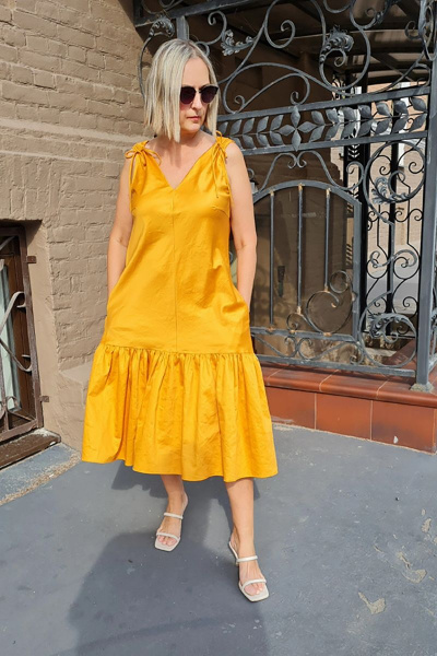 Платье-сарафан из хлопка с оборкой и сборкой Shymoda 321-22 темно-оранжевый - фото 1