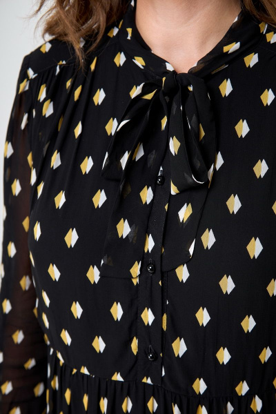 Платье демисезонное шифоновое с рукавами DaLi 5535В чёрный - фото 3