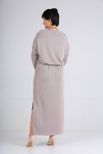 Демо платье с накладными карманами и пайетками из текстиля ZigzagStyle 379 серо-розовый - фото 4