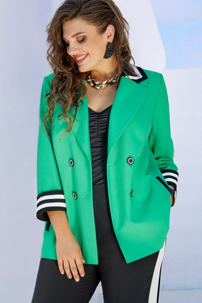 Брюки, жакет Vittoria Queen 16753 зеленый_яркий+черный - фото 6