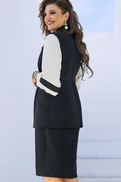 Жилет, платье Vittoria Queen 16783 черный+молочный - фото 5