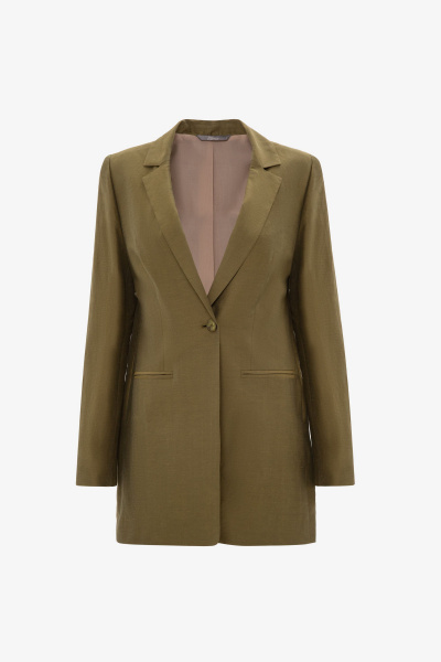 Деловой жакет из текстиля для демисезона Elema 1К-11779-1-170 хаки - фото 1