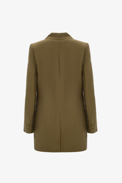 Деловой жакет из текстиля для демисезона Elema 1К-11779-1-170 хаки - фото 3