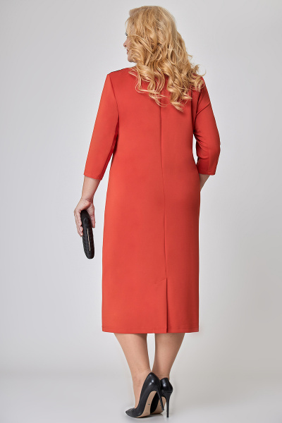 Платье миди из трикотажа с рельефами, карманом и контрастной отделкой Algranda А3907 - фото 2