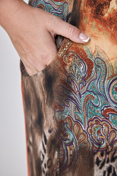 Платье миди из трикотажа с рельефами, карманом и контрастной отделкой Algranda А3907 - фото 6