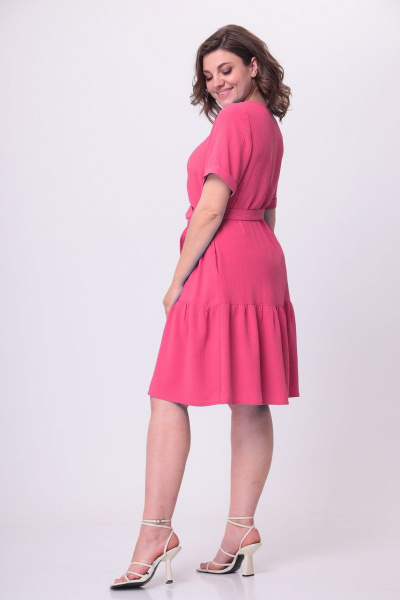 Платье А-образного силуэта из стрейчевой ткани с асимметричным дизайном Орхидея 1177с коралл - фото 2