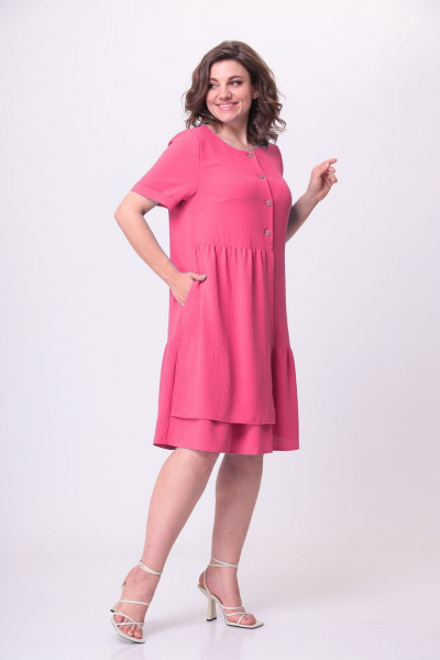 Платье А-образного силуэта из стрейчевой ткани с асимметричным дизайном Орхидея 1177с коралл - фото 4