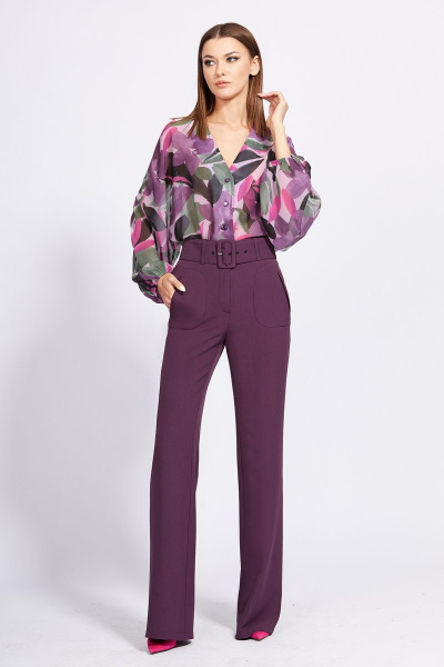 Блуза EOLA 2255 слива_с_рисунком - фото 4